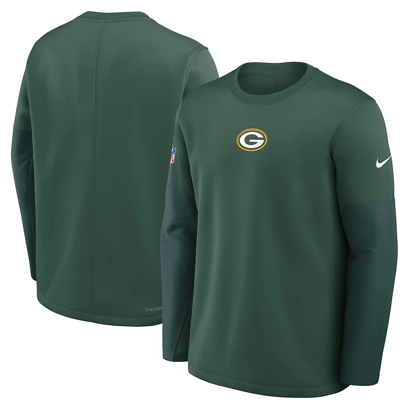 T-shirt Nike Sideline Coach Therma-FIT à manches longues des Packers de Green Bay - Vert