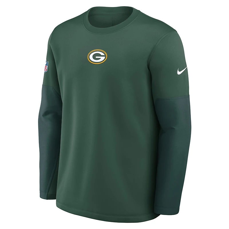 T-shirt Nike Sideline Coach Therma-FIT à manches longues des Packers de Green Bay - Vert