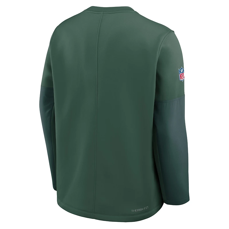 T-shirt Nike Sideline Coach Therma-FIT à manches longues des Packers de Green Bay - Vert