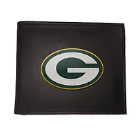 Portefeuille à deux volets brodé en cuir synthétique des Packers de Green Bay