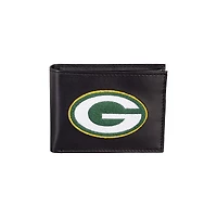 Portefeuille à deux volets brodé en cuir synthétique des Packers de Green Bay