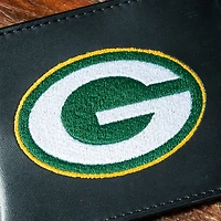 Portefeuille à deux volets brodé en cuir synthétique des Packers de Green Bay