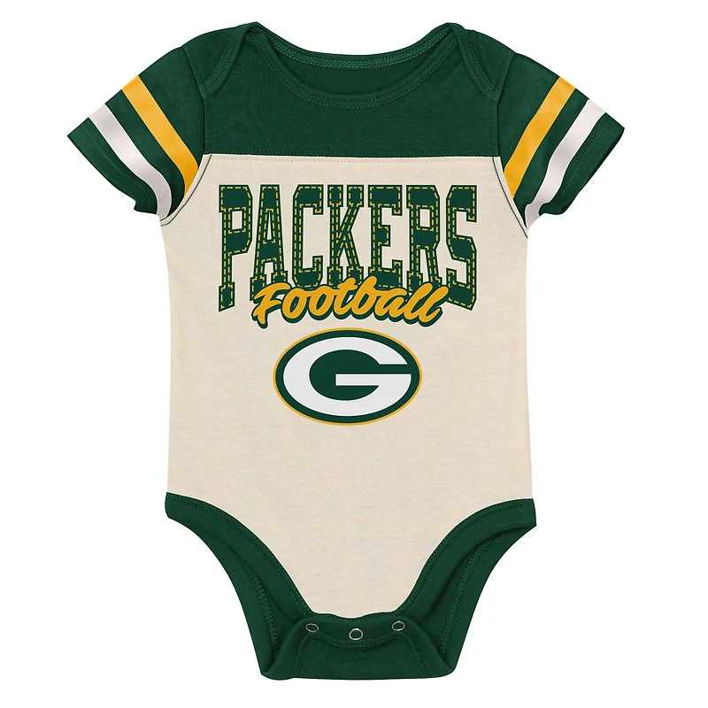 Infant & Newborn Outerstuff Green Bay Packers Up One Three-Piece Bodysuit, Bib Booties Set