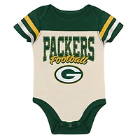 Infant & Newborn Outerstuff Green Bay Packers Up One Three-Piece Bodysuit, Bib Booties Set