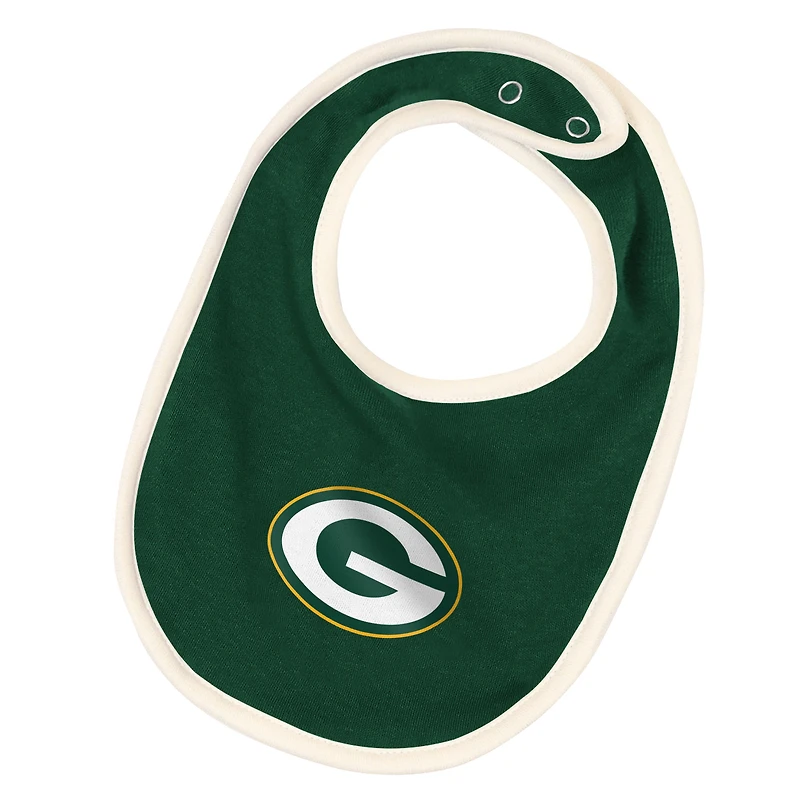 Infant & Newborn Outerstuff Green Bay Packers Up One Three-Piece Bodysuit, Bib Booties Set