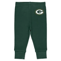 Infant & Newborn WEAR by Erin Andrews Green Bay Packers Three-Piece Turn Me Around Bodysuits Pant Set