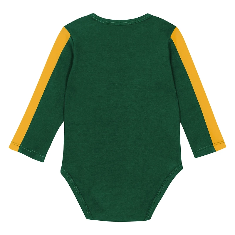 Infant Outerstuff Green/Gold Green Bay Packers Double Down Bodysuits and Pants 3-Piece Set