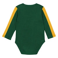 Infant Outerstuff Green/Gold Green Bay Packers Double Down Bodysuits and Pants 3-Piece Set