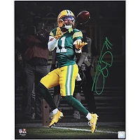 Jayden Reed Green Bay Packers Autographed 16" x 20" Touchdown Catch vs. Detroit Lions Spotlight Photograph