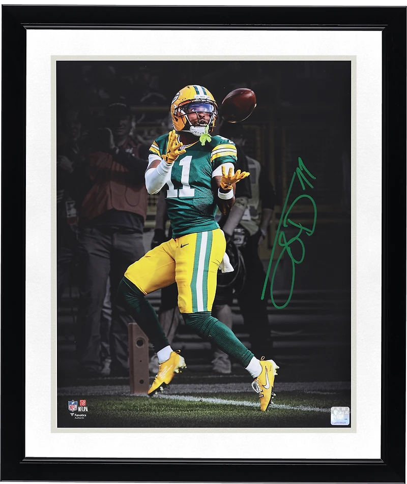 Jayden Reed Green Bay Packers Autographed 16" x 20" Touchdown Catch vs. Detroit Lions Spotlight Photograph