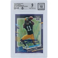 Jayden Reed Green Bay Packers Autographed 2023 Panini Donruss Optic Purple Shock Rated Rookie #239 Beckett Fanatics Witnessed Authenticated 9/10 Rookie Card