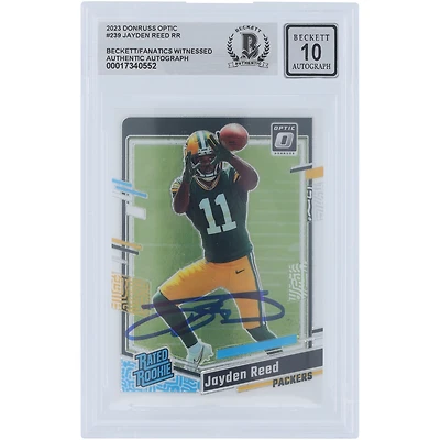 Jayden Reed Green Bay Packers Autographed 2023 Panini Donruss Optic Rated Rookie #239 Beckett Fanatics Witnessed Authenticated 10 Rookie Card 