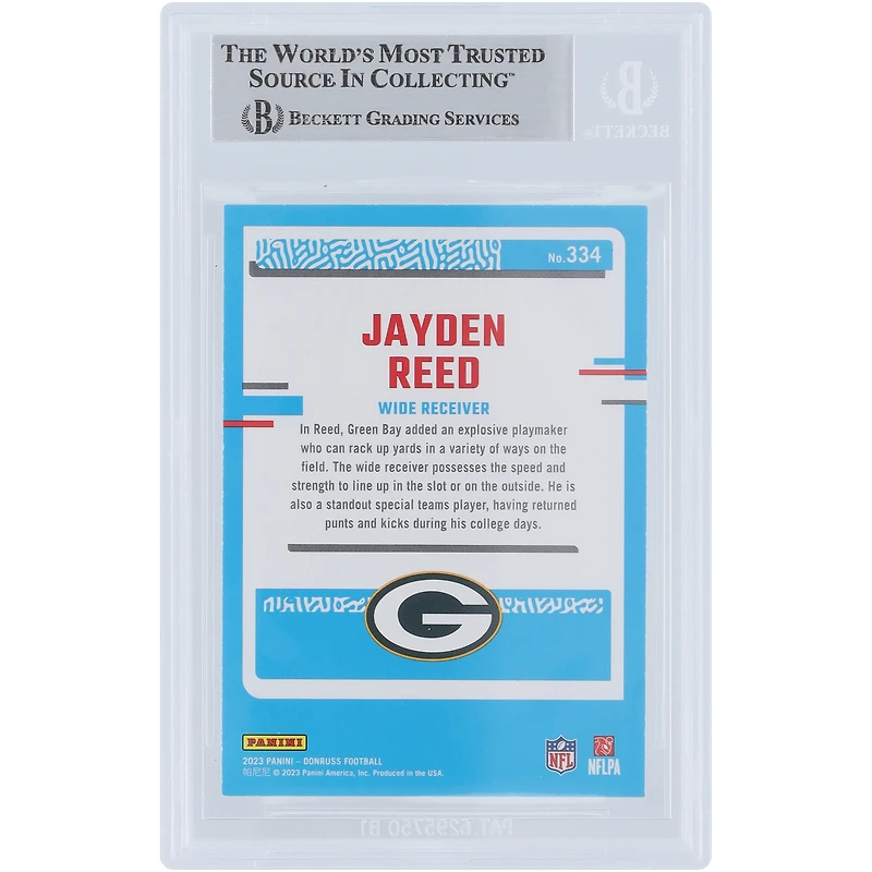 Jayden Reed Green Bay Packers Autographed 2023 Panini Donruss Press Proof Red #334 Beckett Fanatics Witnessed Authenticated Rookie Card 