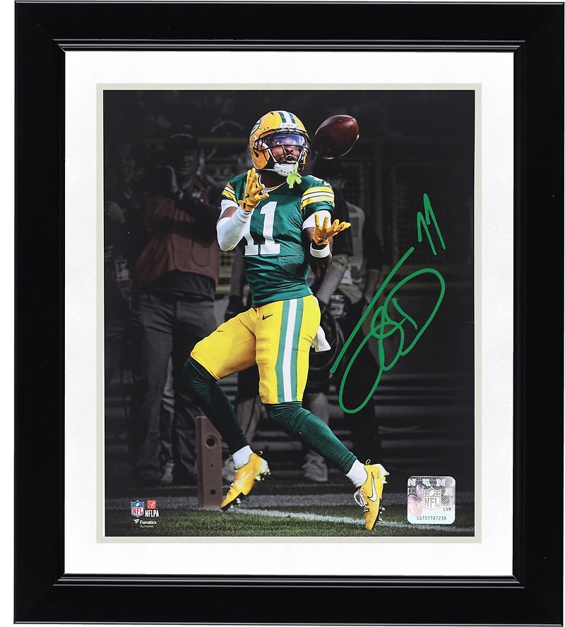 Jayden Reed Green Bay Packers Autographed 8" x 10" Touchdown Catch vs. Detroit Lions Spotlight Photograph
