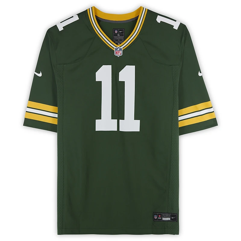 Maillot de match vert Nike autographié par Jayden Reed des Green Bay Packers