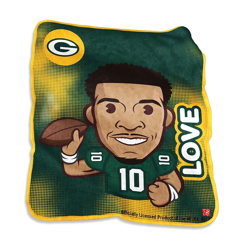 Couverture émoji Jordan Love Green Bay Packers 50" x 60"