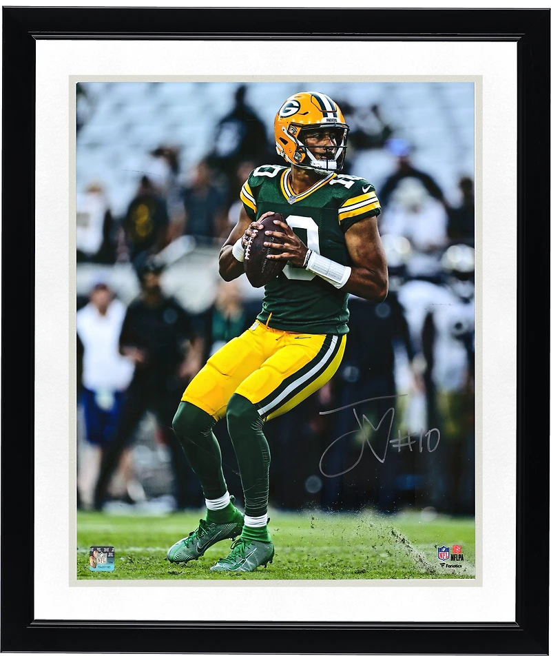 Jordan Love Green Bay Packers Autographed 16'' x 20'' Vertical Dropback Photograph