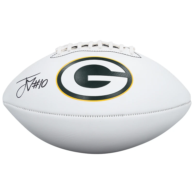 Ballon de football Wilson à panneau blanc autographié par Jordan Love, Green Bay Packers