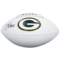 Ballon de football Wilson à panneau blanc autographié par Jordan Love, Green Bay Packers