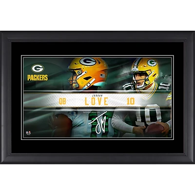 Jordan Love Green Bay Packers Facsimile Signature Framed 10" x 18" Player Nameplate Collage