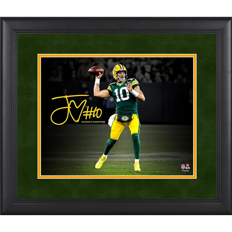 Jordan Love Green Bay Packers Facsimile Signature Framed 11" x 14" Spotlight Photograph