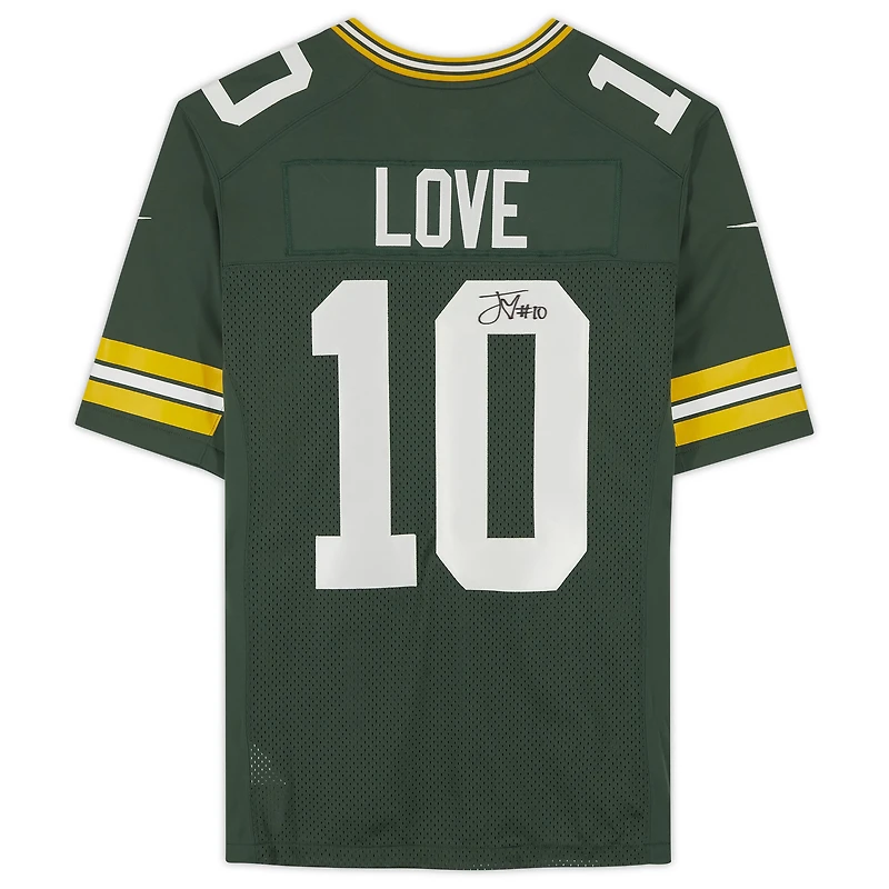 Maillot Nike dédicacé par Jordan Love Green des Green Bay Packers