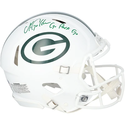 Casque Riddell Alternate Speed Authentic 2024 autographié par Matthew Golden des Green Bay Packers, avec inscription « Go Pack Go ».