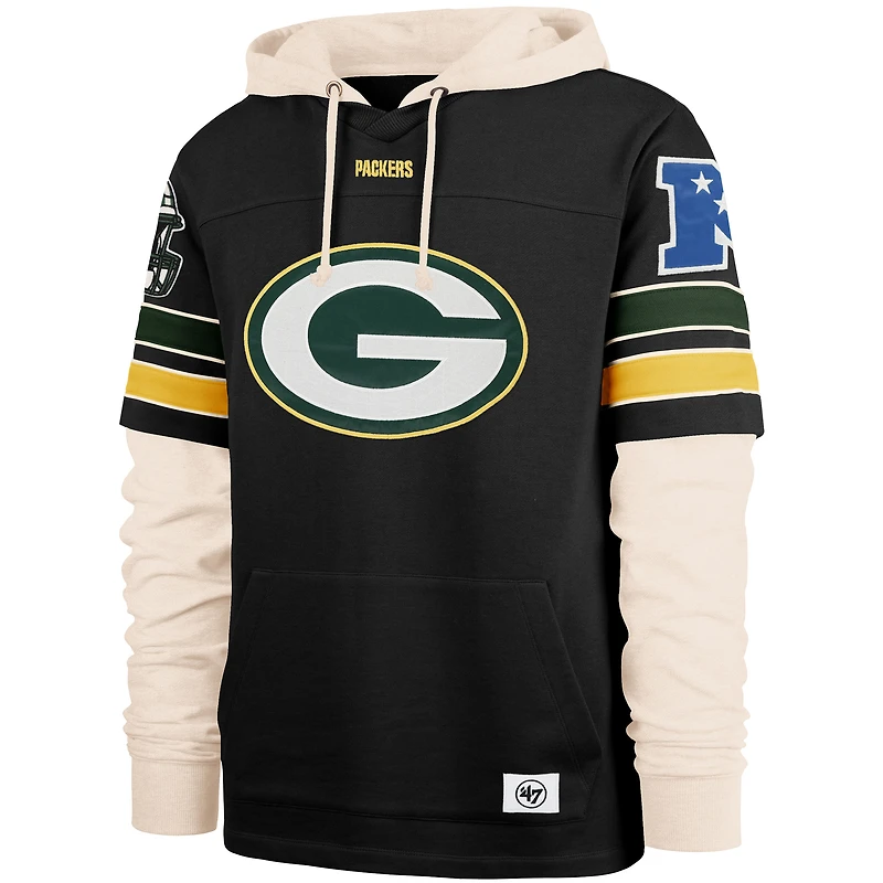 Men's '47  Black Green Bay Packers Split Zone Cornerback Duo Hoodie