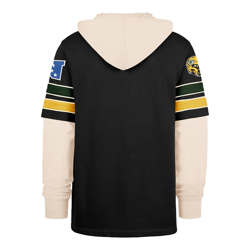 Men's '47 Black Green Bay Packers Split Zone Cornerback Duo Lacer Hoodie