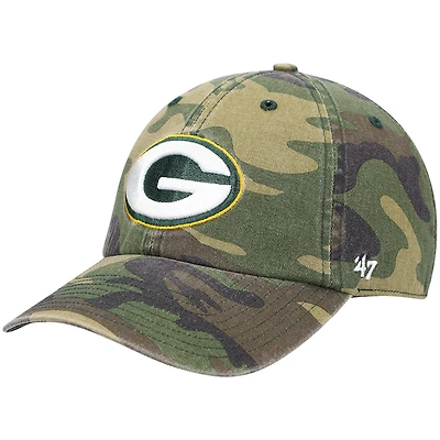 Men's '47 Camo Green Bay Packers Woodland Clean Up Adjustable Hat