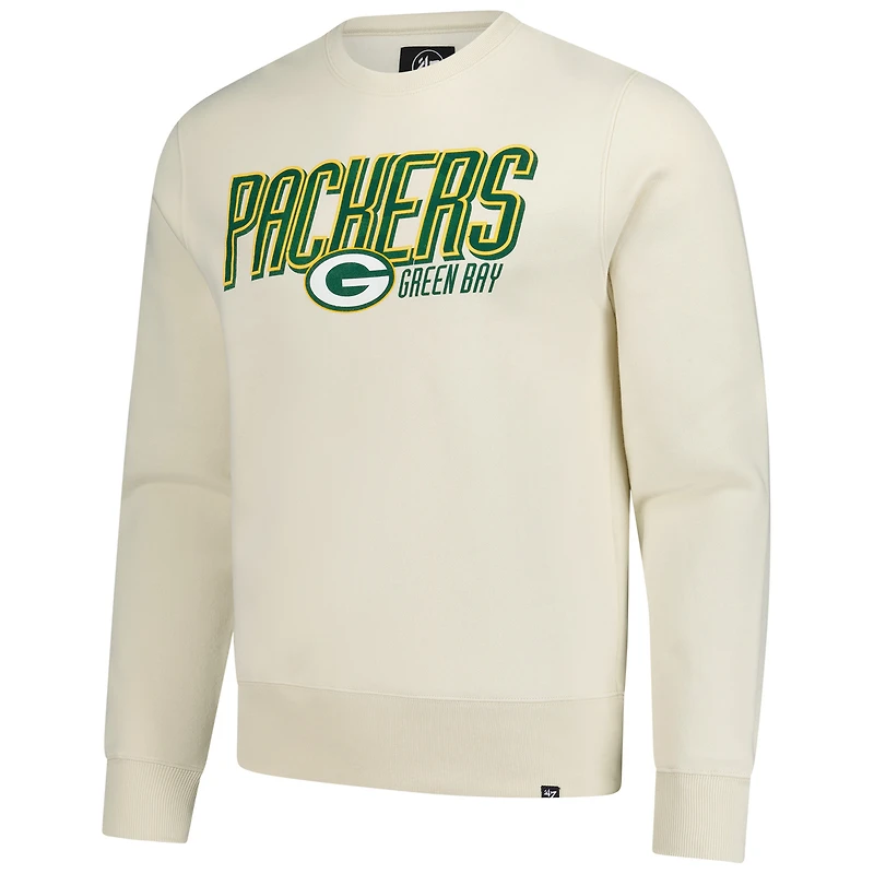 Men's '47 Cream Green Bay Packers Locked Headline Pullover Sweatshirt