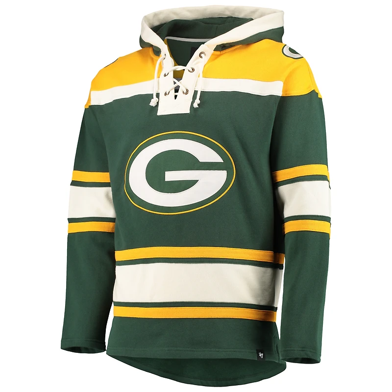 Men's '47 Green/Gold Green Bay Packers Lacer V-Neck Pullover Hoodie