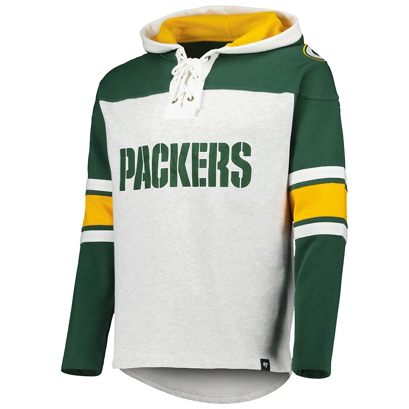 Chandail à capuchon lacets gris chiné pour hommes '47 Green Bay Packers