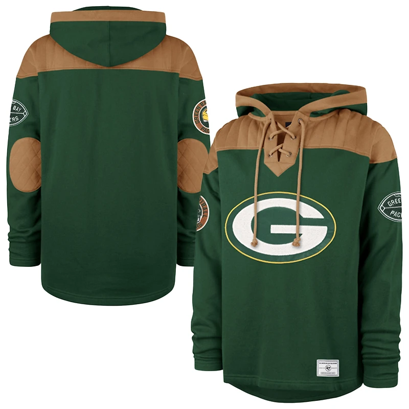 Sweat à capuche lacets Green Bay Packers Golden Age Wingback vert '47 pour homme