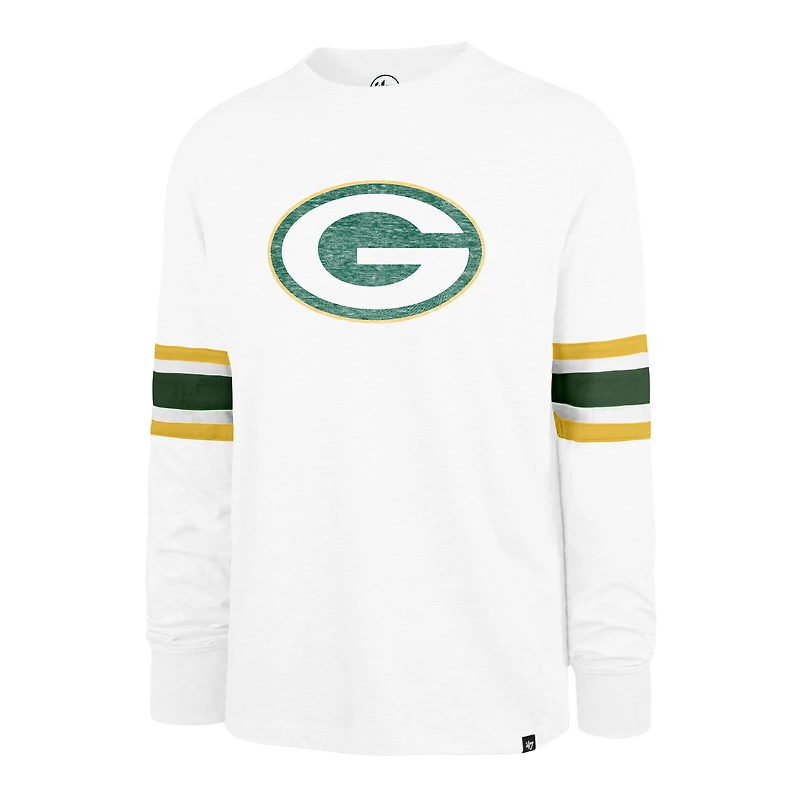 Men's '47 White Green Bay Packers Gridiron Premier Brex Long Sleeve T-Shirt