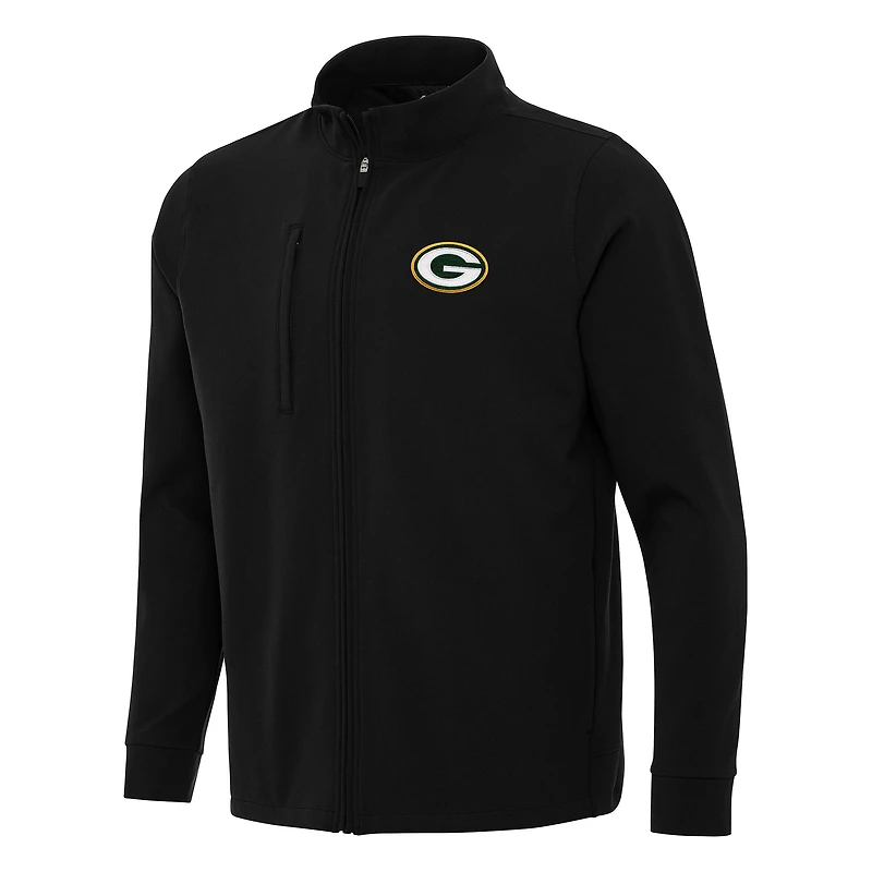 Veste zippée intégrale Regard Antigua Black Green Bay Packers pour homme