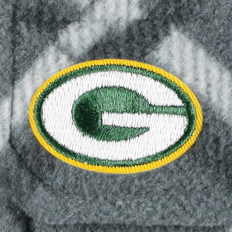 Men's Antigua Gray Green Bay Packers Industry Flannel Button-Up Shirt Jacket