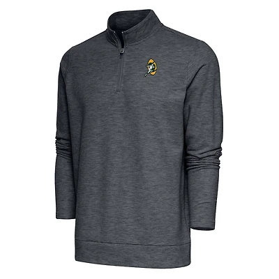 Pull-over à fermeture éclair quart de tour Gambit rétro pour homme, couleur charbon chiné, logo l'équipe des Green Bay Packers, Antigua