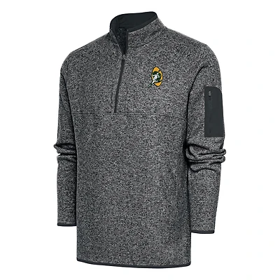 Veste à enfiler quart de zip Antigua Heather Charcoal pour homme des Green Bay Packers, style rétro Fortune