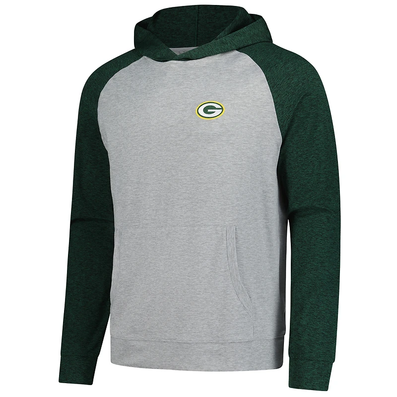 Men's Antigua Heather Gray/Black Green Bay Packers Urgent Pullover Hoodie