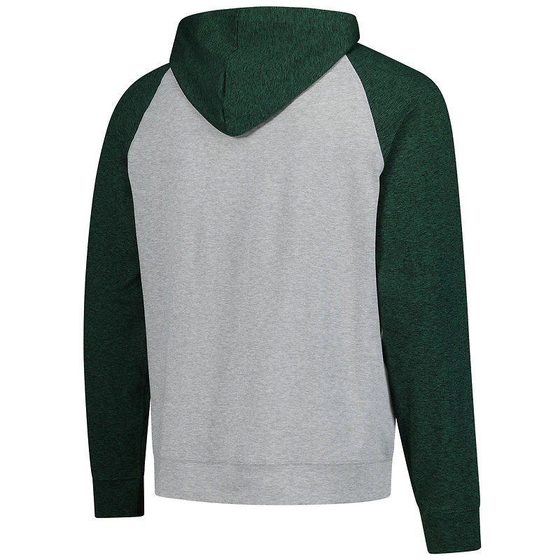 Men's Antigua Heather Gray/Black Green Bay Packers Urgent Pullover Hoodie