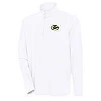 Pull à col rond et fermeture éclair Hunk des Packers de Green Bay pour homme, blanc, Antigua