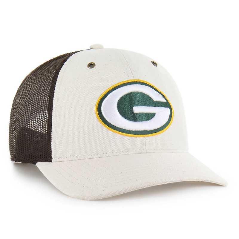 Men's Carhartt x '47 Natural/Brown Green Bay Packers Undyed Trucker Adjustable Hat