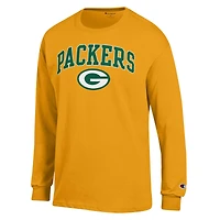 Men's Champion Gold Green Bay Packers Arch Over Logo Long Sleeve T-Shirt