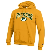 Sweat à capuche Champion Gold Green Bay Packers Powerblend avec logo en arc sur fond blanc