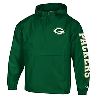 Men's Champion Green Bay Packers Packable Hooded Windbreaker Half-Zip Jacket