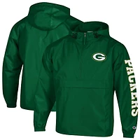 Veste coupe-vent à capuche pliable demi-zip Champion Green Bay Packers pour homme