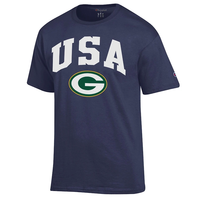 Men's Champion Navy Green Bay Packers Americana T-Shirt
