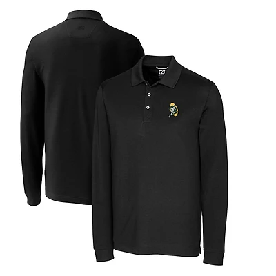 Polo à manches longues et col rond en piqué tri-blend Advantage des Packers de Green Bay pour homme, noir, Cutter & Buck, taille grande