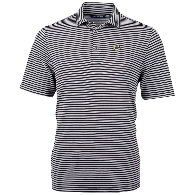 Polo recyclé à rayures écologiques en piqué écologique pour homme, couleur noire, Cutter & Buck, des Packers de Green Bay, taille grande et